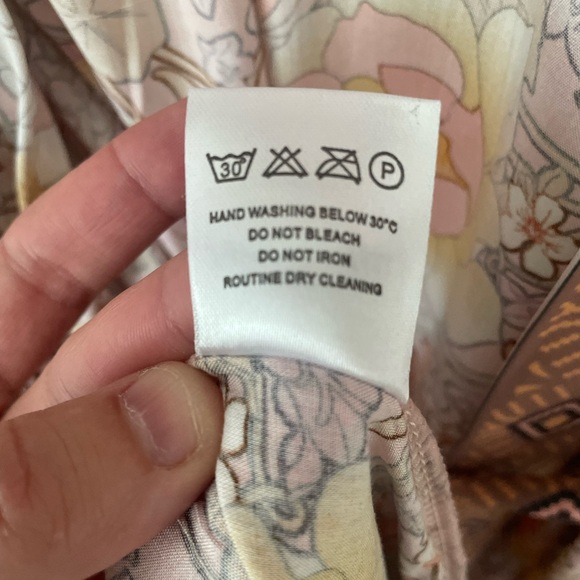 Floral Boho Kimono Robe with Geometric Trim - Picture 4 of 9